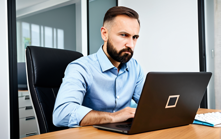A focused Polish man, in his mid-30s, wearing a modest, professional business casual shirt. He is seated at a clean desk, intently looking at a laptop screen which displays a stylized digital security interface featuring a padlock icon and elements suggesting two-factor authentication. His expression conveys careful consideration and vigilance, emphasizing the importance of strong passwords and robust online defenses. The background is a modern, well-lit home office, clean and organized, with subtle technology elements. The scene conveys a sense of digital security and preparedness against cyber threats. fully clothed, appropriate attire, safe for work, perfect anatomy, correct proportions, natural pose, well-formed hands, proper finger count, natural body proportions, professional photography, high quality, appropriate content, family-friendly.