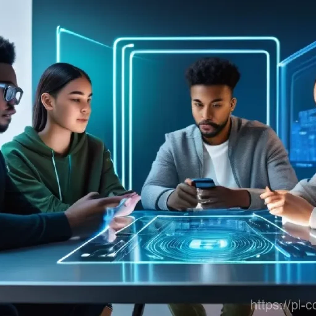 암호화폐 지갑 보안 위협 유형 - **Prompt:** A young, diverse group of friends, all dressed in stylish, comfortable streetwear, are g...