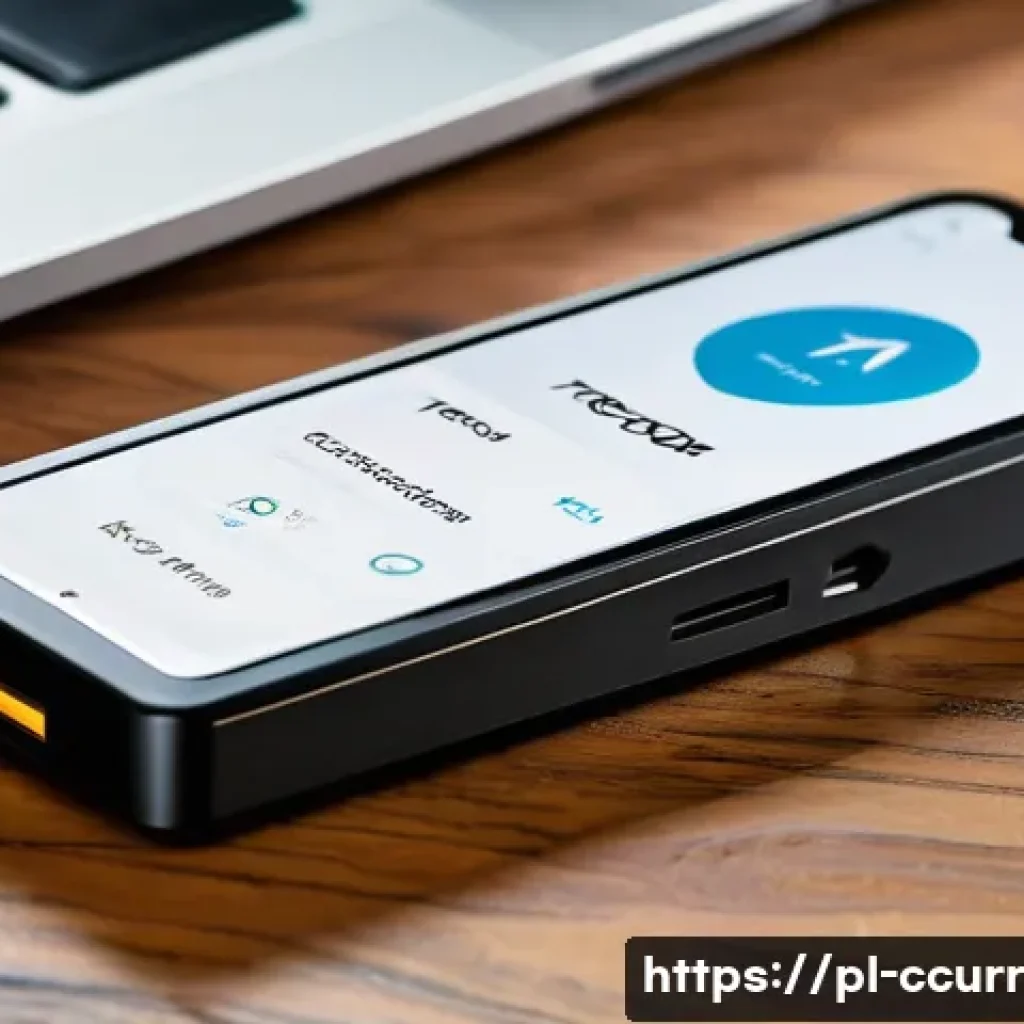 암호화폐 지갑의 프라이버시 보호 방법 - A detailed close-up of a modern hardware cryptocurrency wallet like Ledger or Trezor resting on a wo...